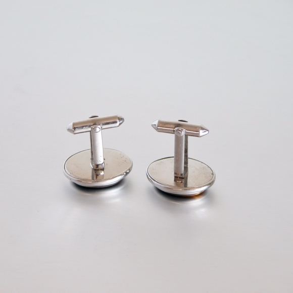 Vtg Tiger's Eye Stone Cufflinks Sterling Silver - Picture 3 of 3